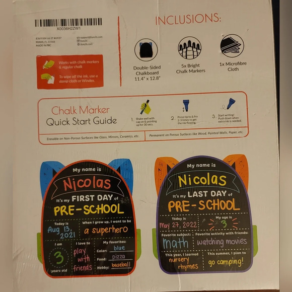 NWT First Day of School Black Chalkboard - Picture 2 of 2